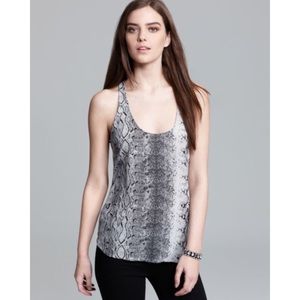 Joie Silk Racerback Tank Black Snake Print